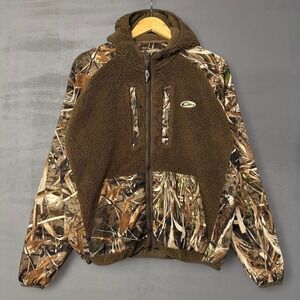 Drake Waterfowl MST Fleece Hoodie Brown Realtree Max-5 Camo Sherpa Jacket Medium